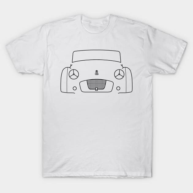 Triumph TR2 classic British roadster sports car outline graphic (black) T-Shirt by soitwouldseem